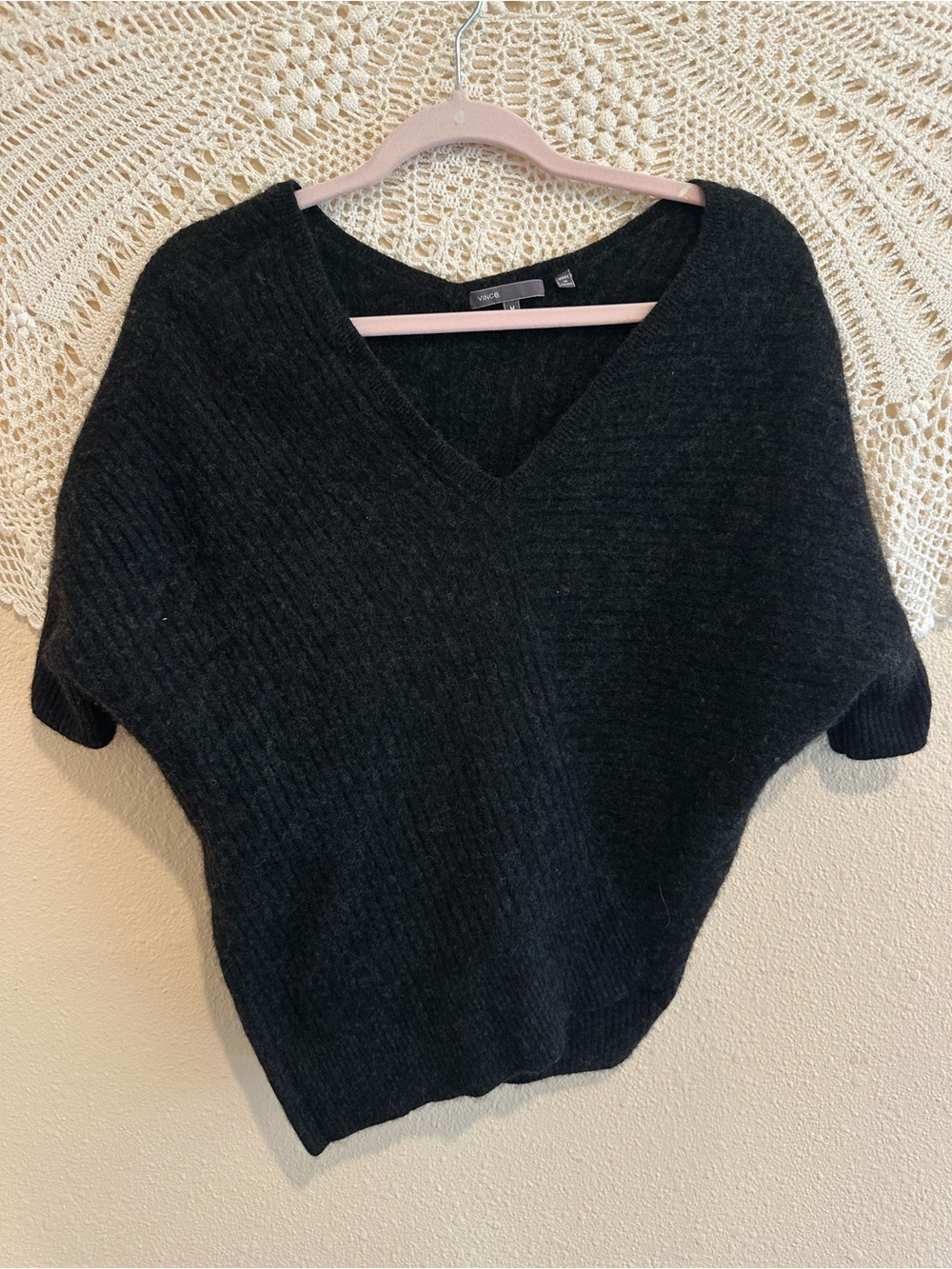 Vince — Charcoal Gray Yak & Wool Blend V-Neck Sweater